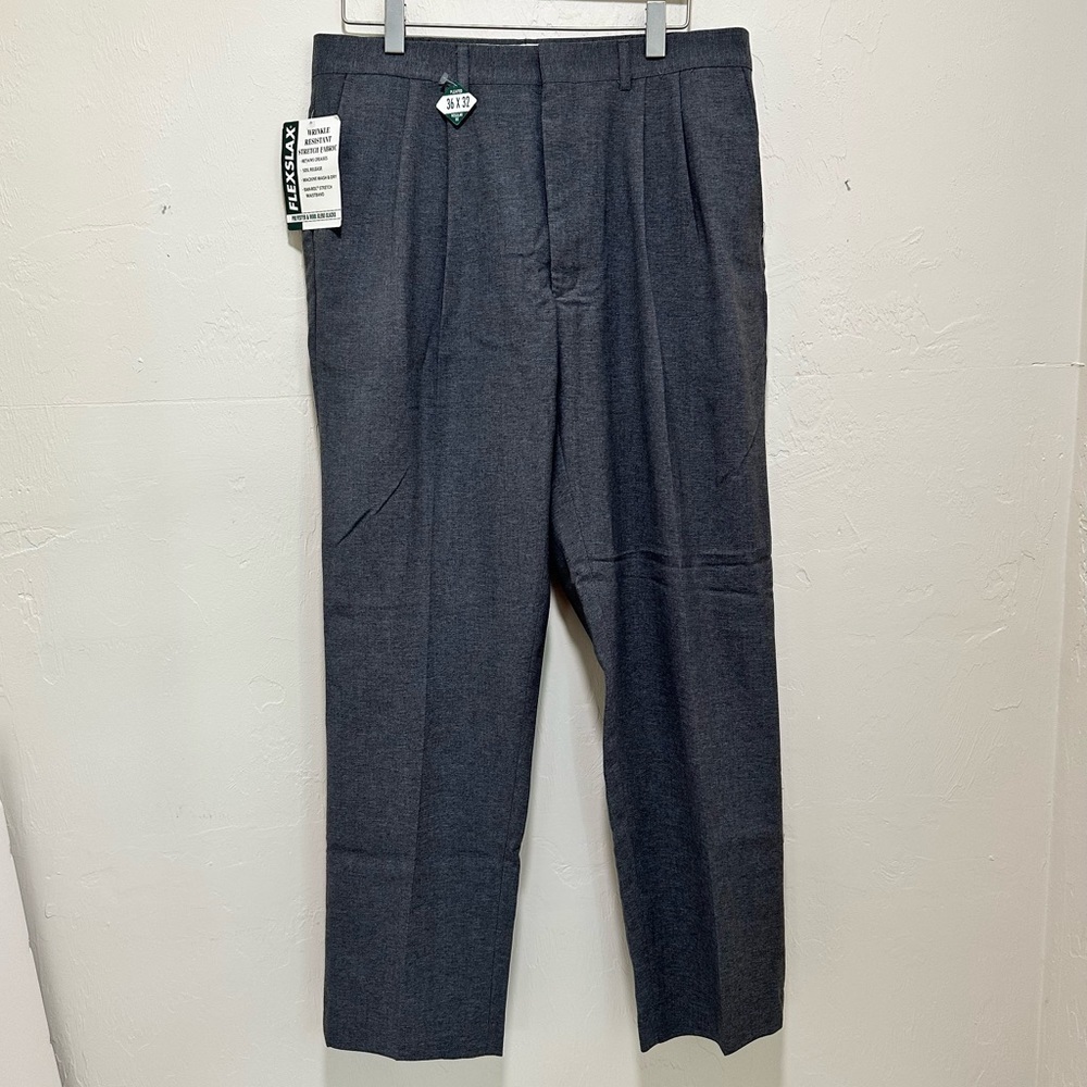 Vintage NWT FLEXSLAX Gray WOOL BLEND SLACKS/PANTS Regular Fit Sz 36 X 32‌